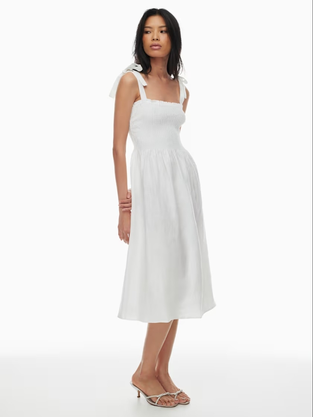 Aritzia Wilfred Linen White Tie Strap Dress